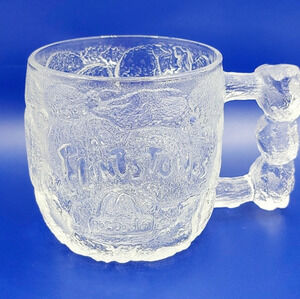 Vintage Rocky Road 1993 McDonald’s Flintstones Glass Coffee Mug Cup‎ Embossed